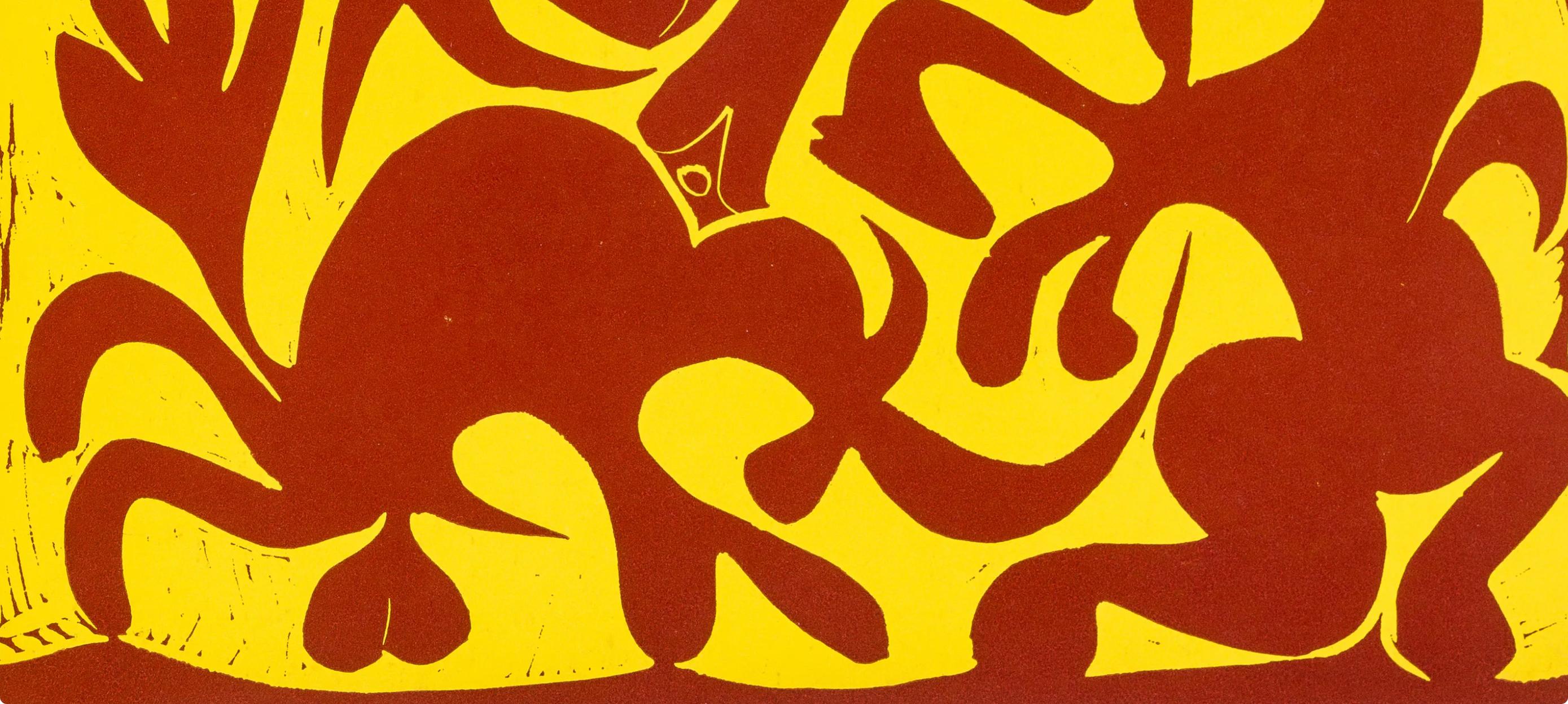 Picasso, Rouge et jaune (Orozco 214), Grabados al linóleo (después) - Abstract Print Rojo de Pablo Picasso
