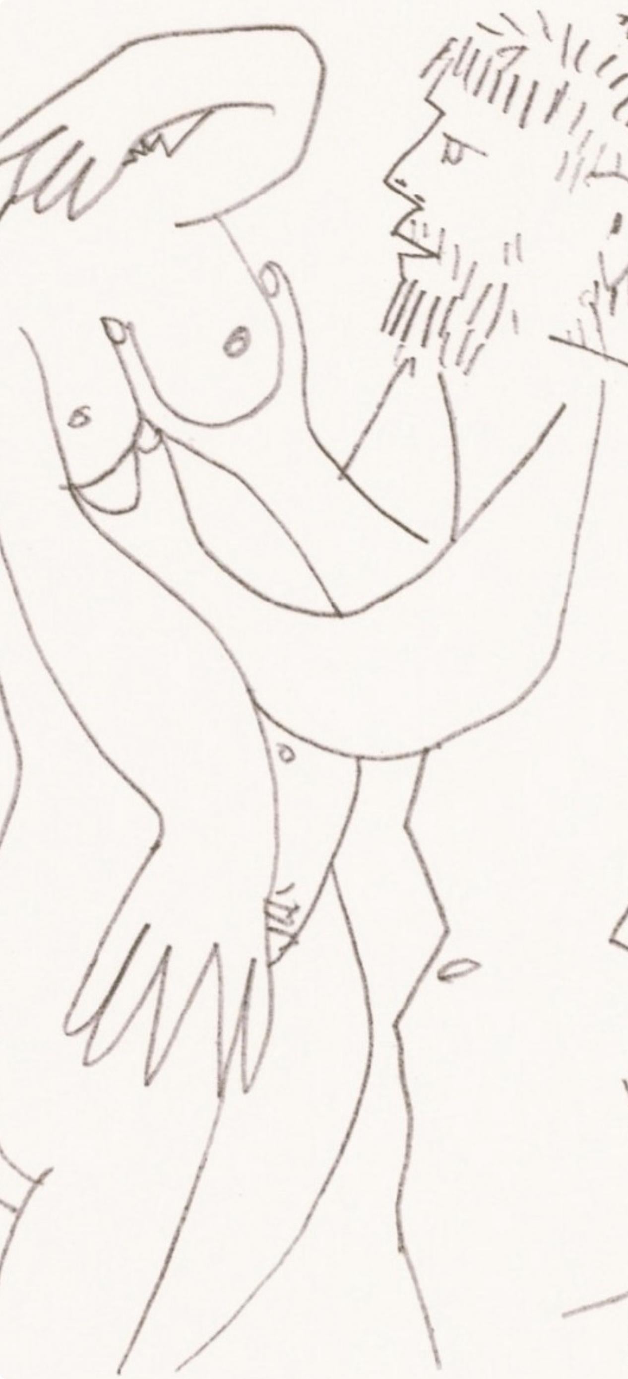 Picasso, 8.10.64. X (Cramer 148), Le Goût du Bonheur (after) - White Figurative Print by Pablo Picasso