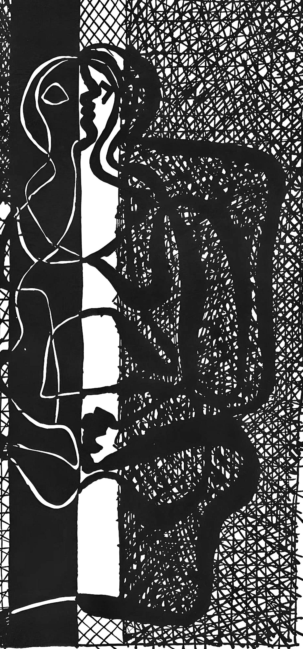 Picasso, Sans titre (J/Vollard 193 ; Monod 10485), Hélène chez Archimède (d'après) - Noir Abstract Print par Pablo Picasso