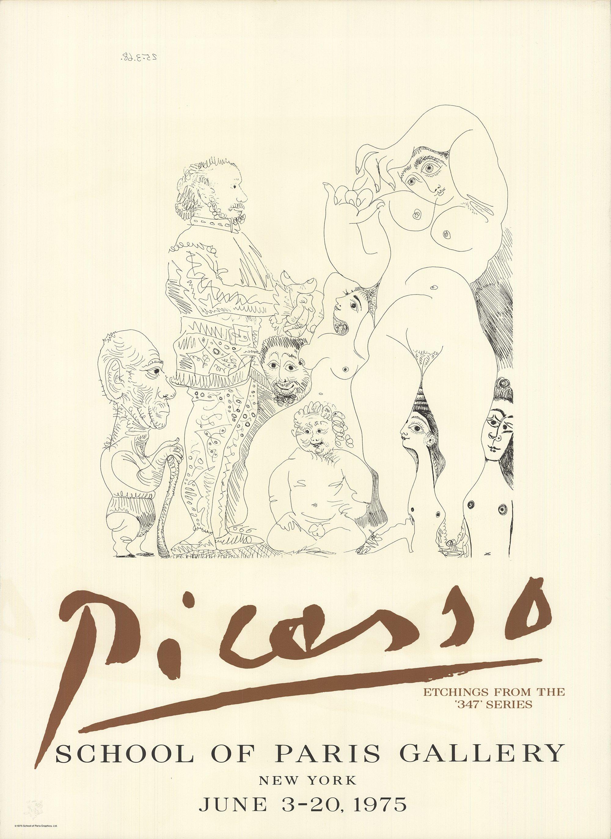 Picasso 'Galleria della Scuola di Parigi' 1975  Acquaforte Vintage