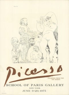 Picasso, School of Paris Gallery, 1975  Gravure Vintage