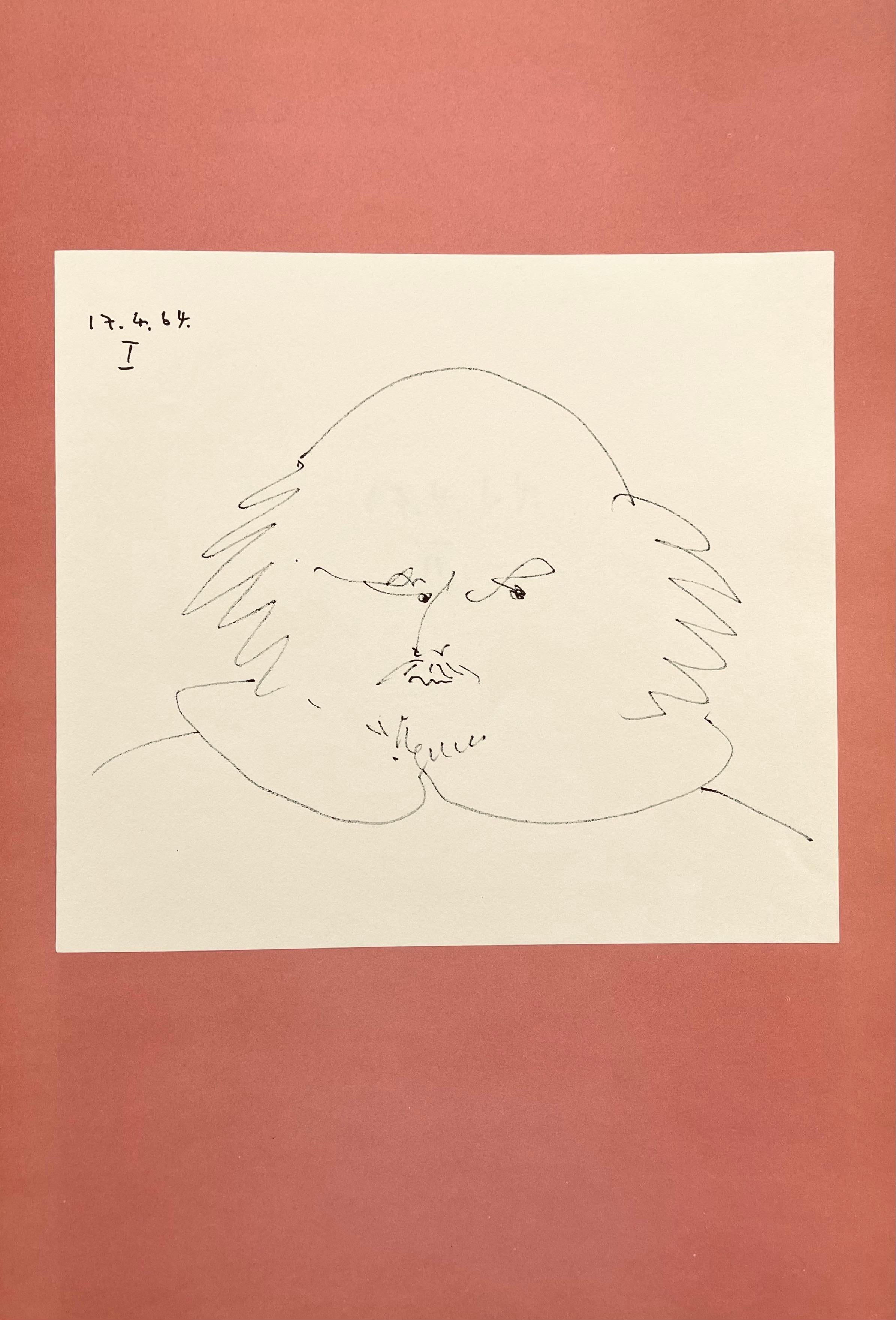 Medium: Lithograph on vélin paper
Year: 1965
Paper Size: 19 x 13 inches
Catalogue raisonné reference: Bloch, illustration 1197
Inscription: Unsigned and unnumbered, as issued
Notes: From the album, Picasso-Aragon Shakespeare, 1965. Published by
