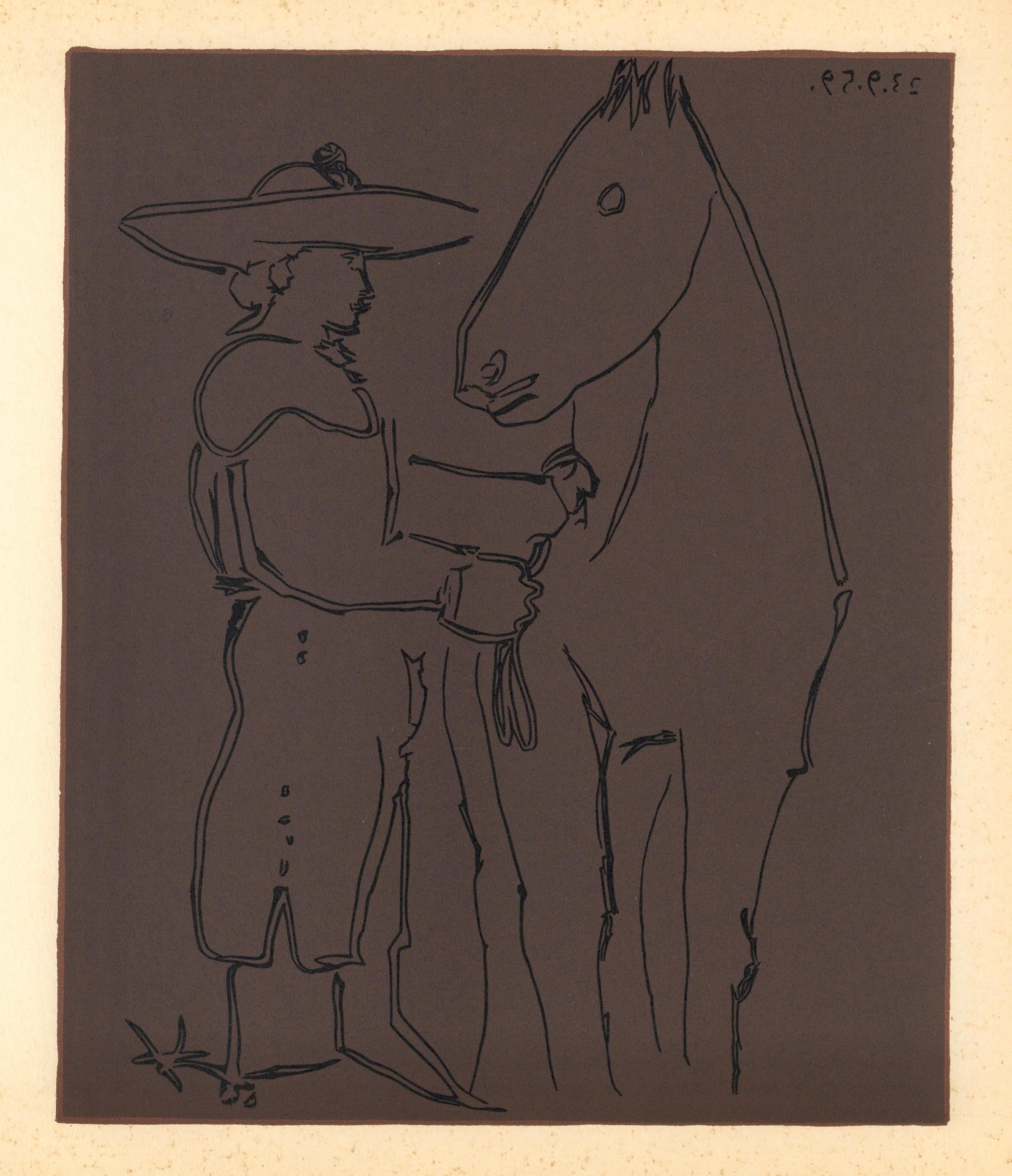 Picasso, Standing Picador with his Horse, Pablo Picasso-Linogravures (after) For Sale 4