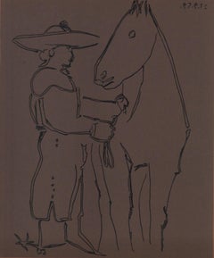 Picasso, Picador debout avec son cheval, Pablo Picasso-Linogravures (d'après)