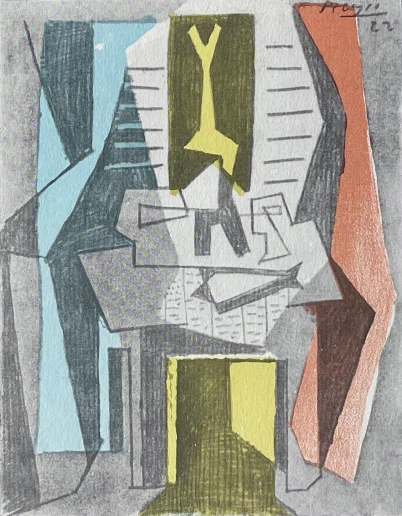 Pablo Picasso Abstract Print – Picasso, Tisch vor Fenster, Picasso: Zehn Zeichnungen (nach dem Fenster)