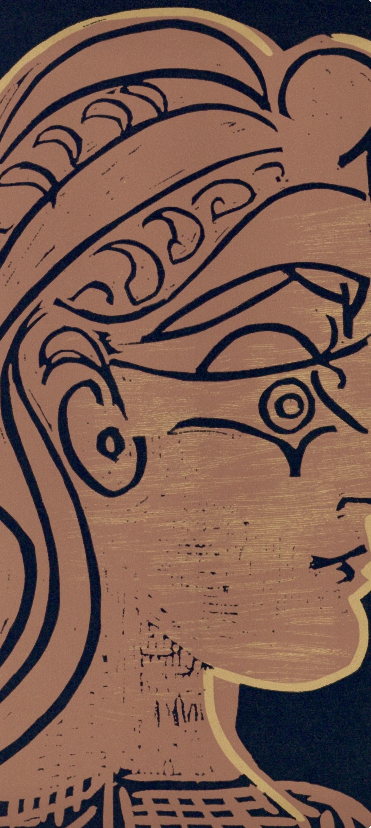 Picasso, Tête de Femme (Orozco 214), Grabados al linóleo (nach) (Kubismus), Print, von Pablo Picasso