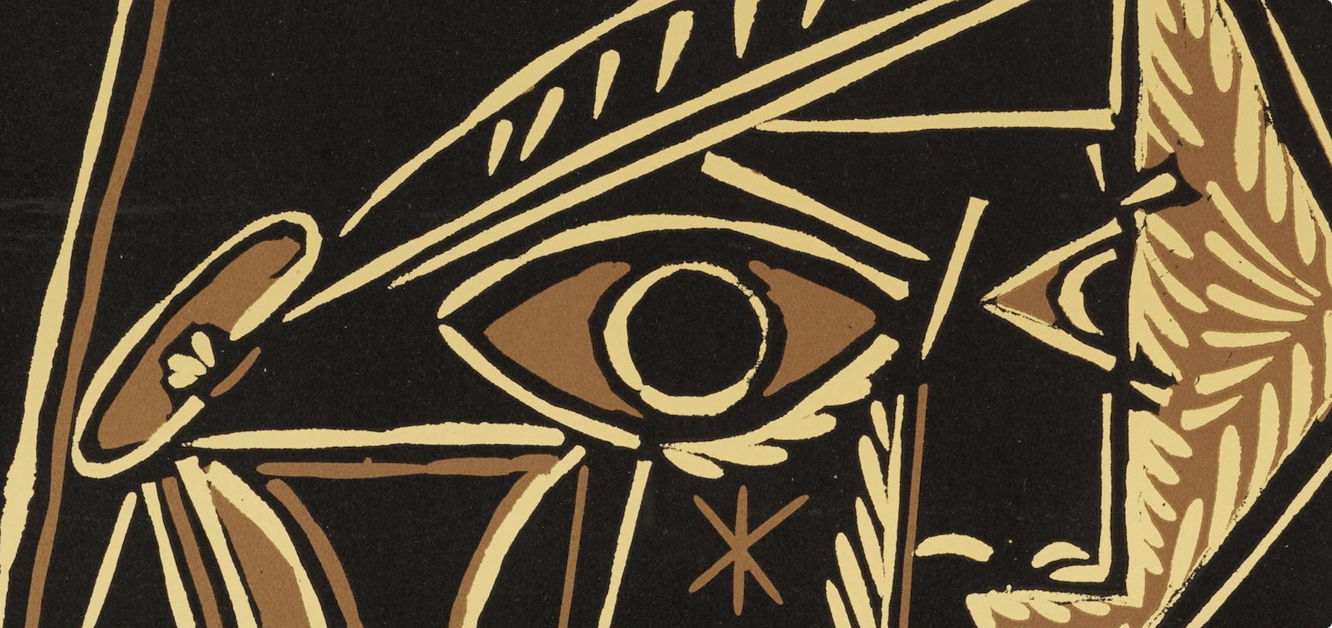 Picasso, Tête de femme (Orozco 214), Grabados al linóleo (nach) (Schwarz), Abstract Print, von Pablo Picasso
