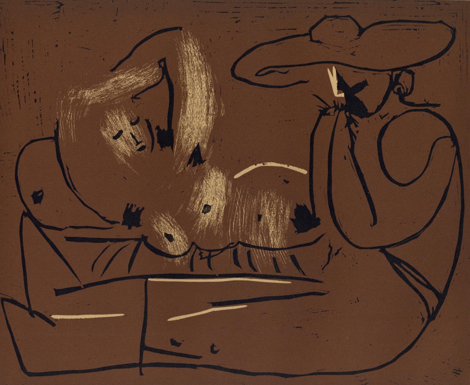 Picasso, The Aubade, Harmonica Player (Orozco 214), Grabados al linóleo (after)