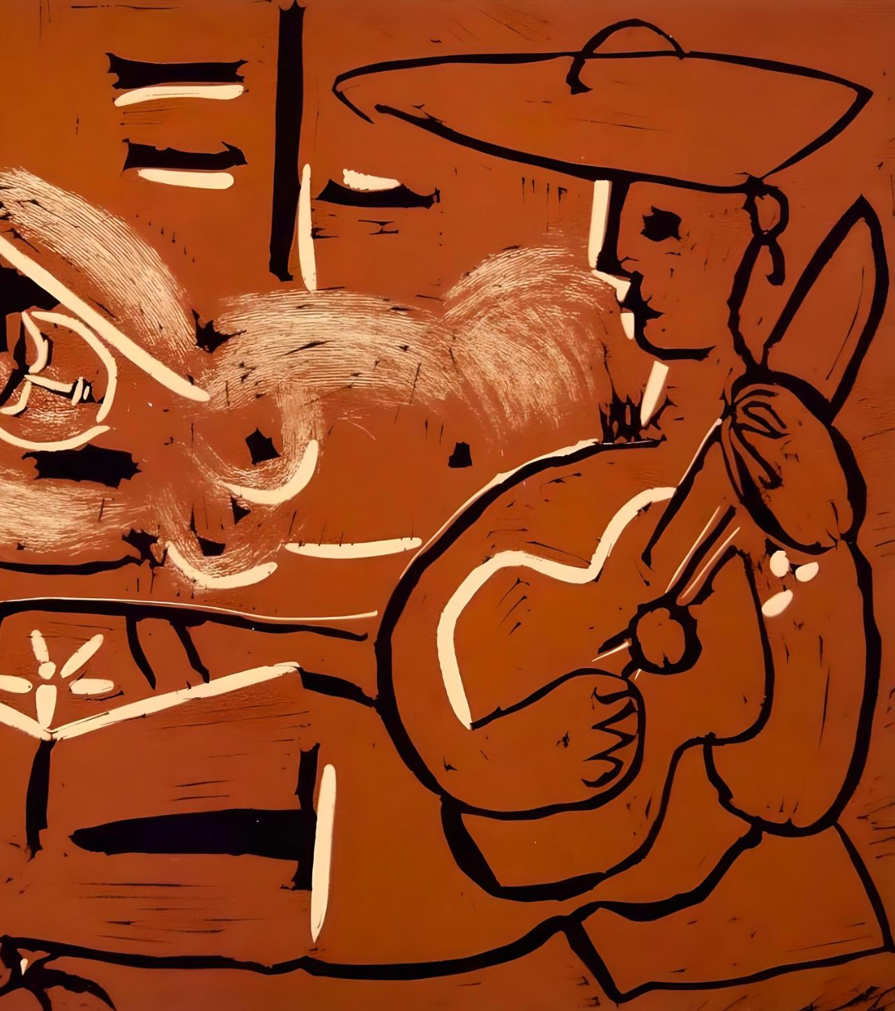 Picasso, The Aubade with Guitarist, Éditions Cercle d'Art (d'après) - Cubisme Print par Pablo Picasso