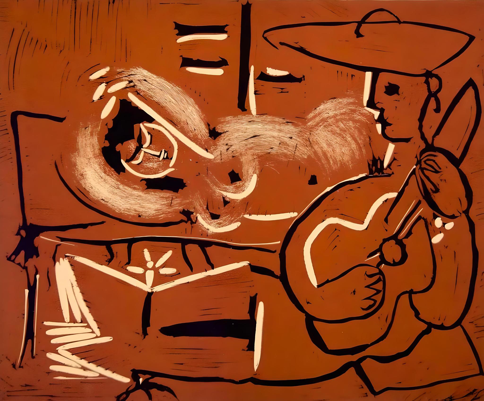Pablo Picasso Landscape Print - Picasso, The Aubade with Guitarist, Éditions Cercle d’Art (after)