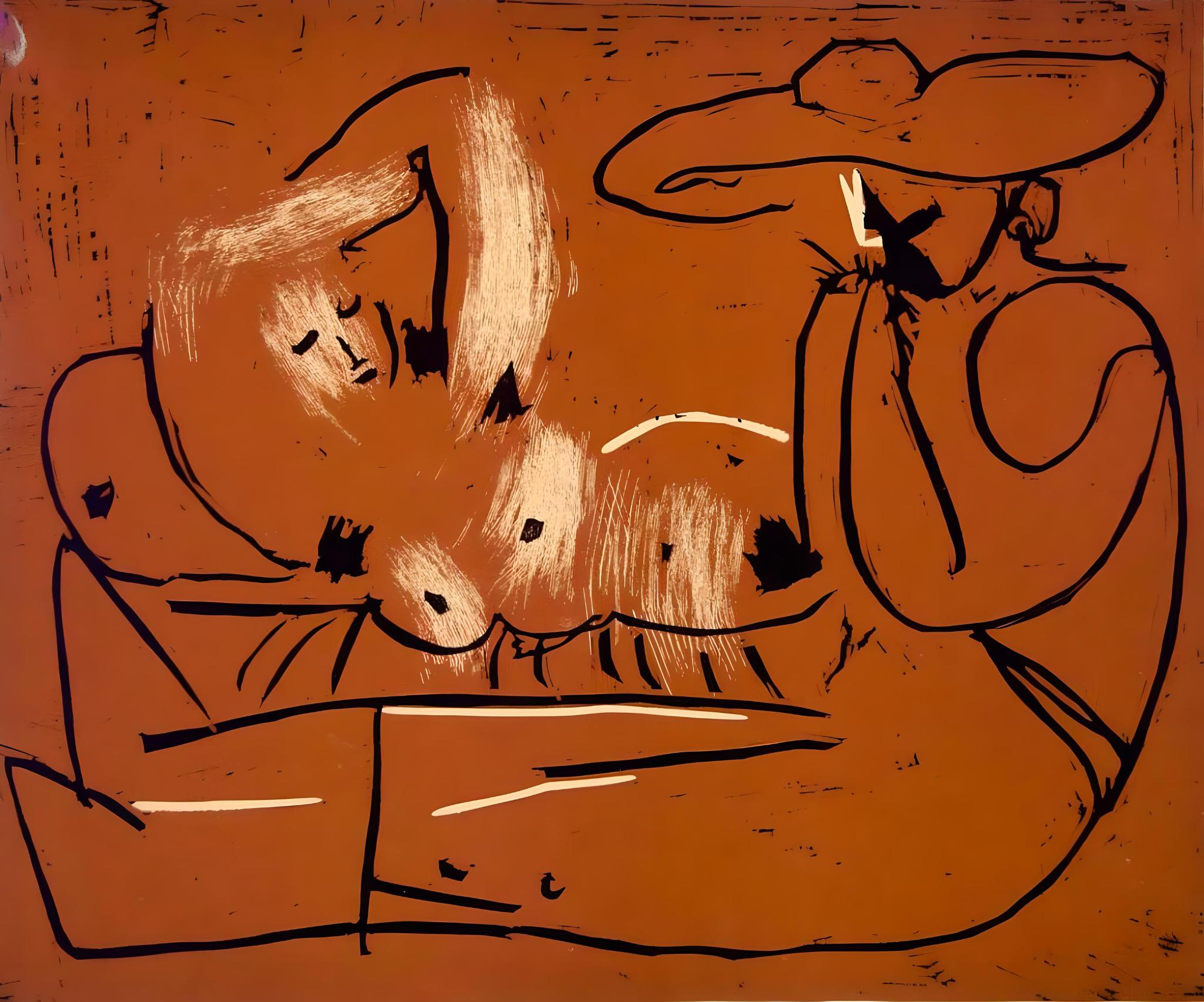 Landscape Print Pablo Picasso - Picasso, The Aubade with Harmonica Player, Éditions Cercle d'Art (d'après)