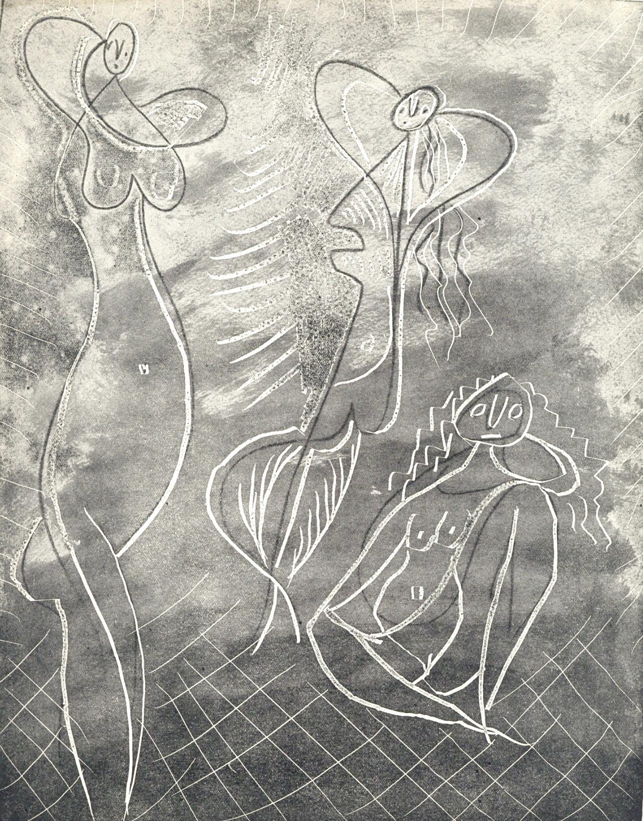 Pablo Picasso Figurative Print - Picasso, Trois baigneuses, La Chèvre-Feuille (after)