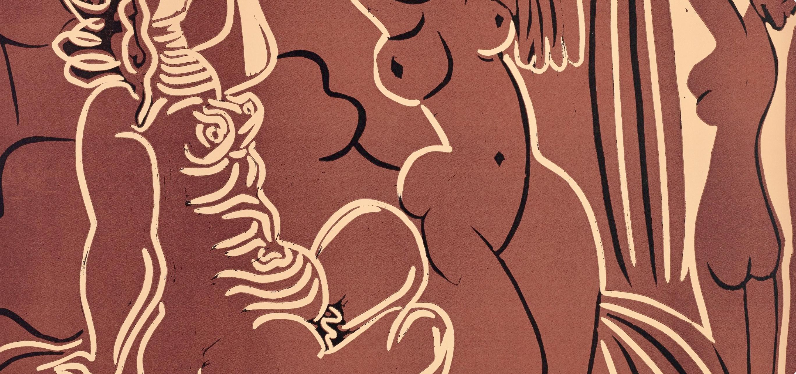 Picasso, Trois femmes (Orozco 214), Grabados al linóleo (nach) (Kubismus), Print, von Pablo Picasso