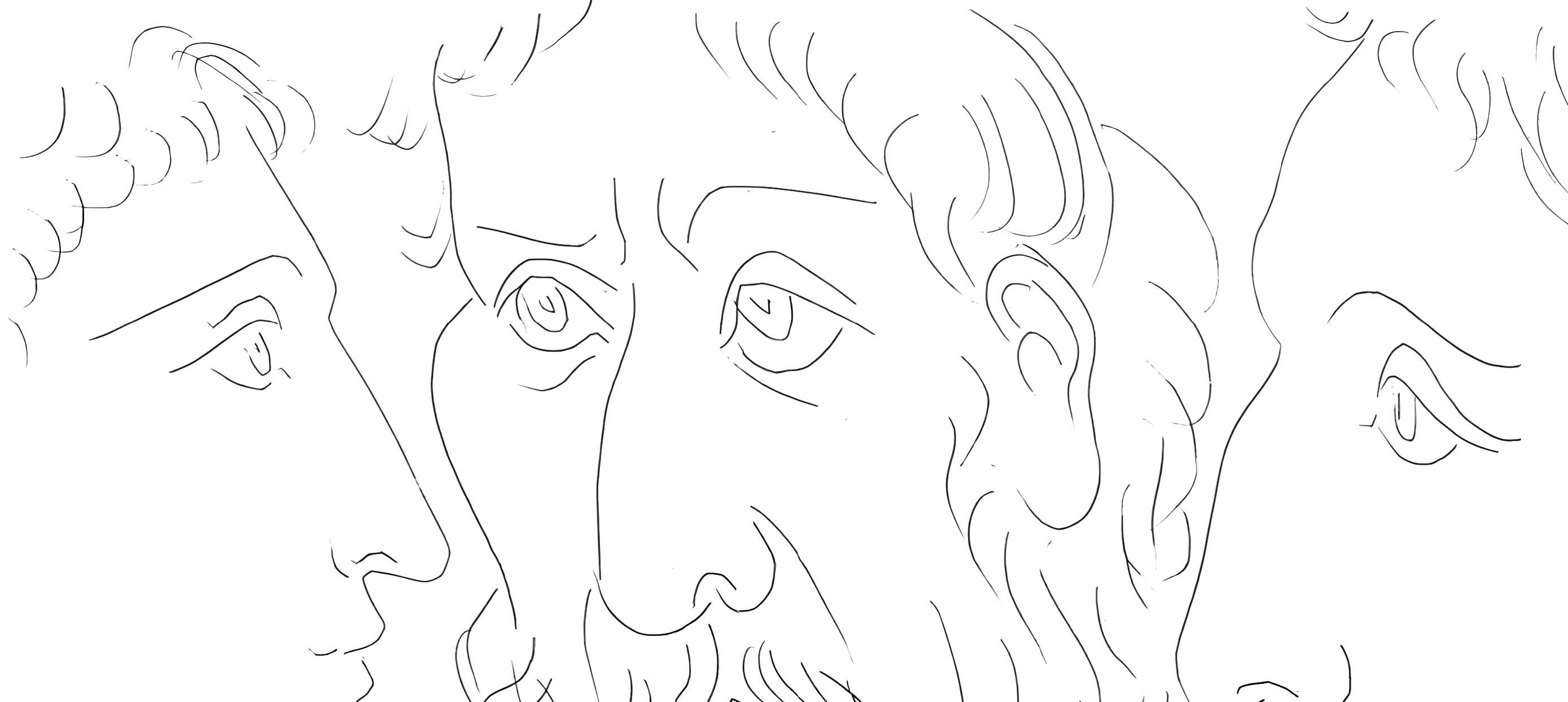 Picasso, Trois têtes d'homme, Les Métamorphoses (after) - Print by Pablo Picasso
