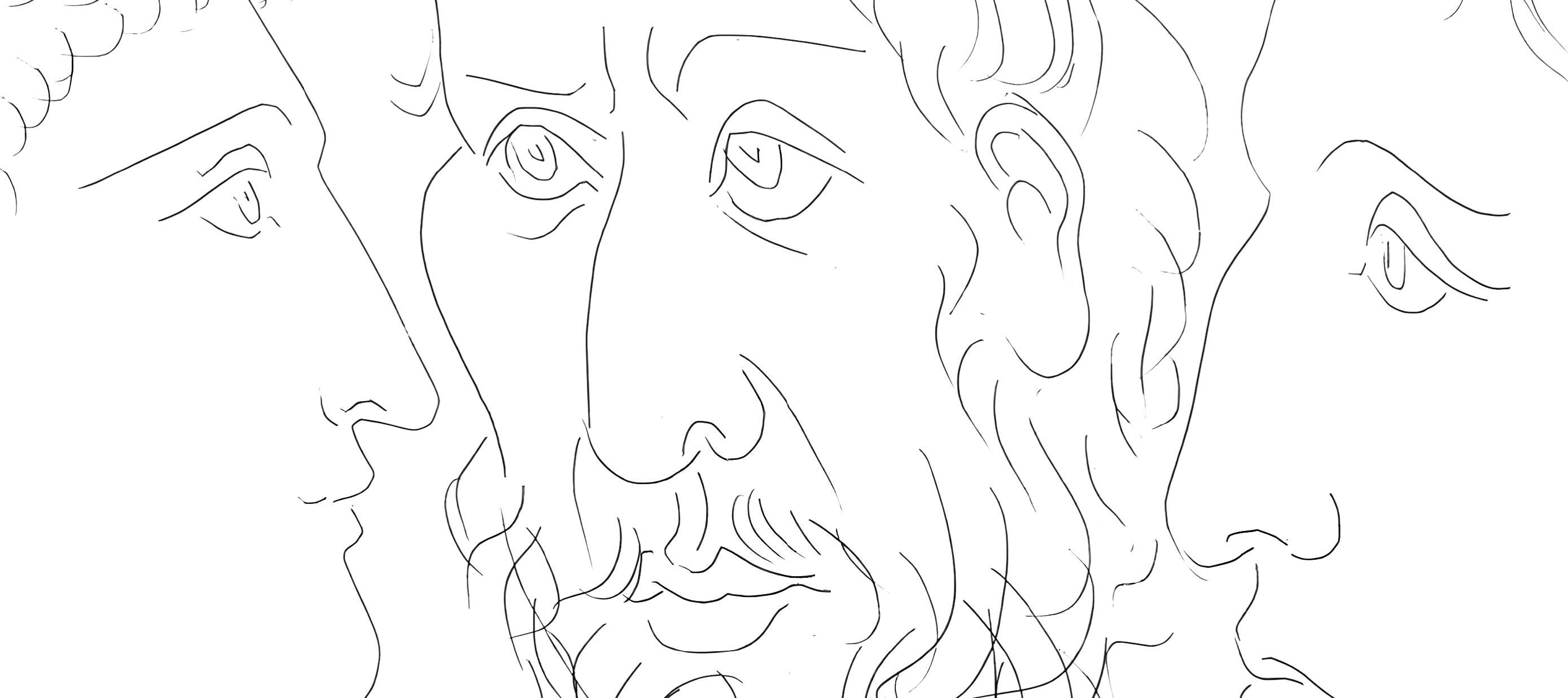 Picasso, Trois têtes d'homme, Les Métamorphoses (after) - Cubist Print by Pablo Picasso