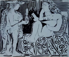 Vintage Picasso, Two Women with a Vase of Flowers, Éditions Cercle d’Art (after)