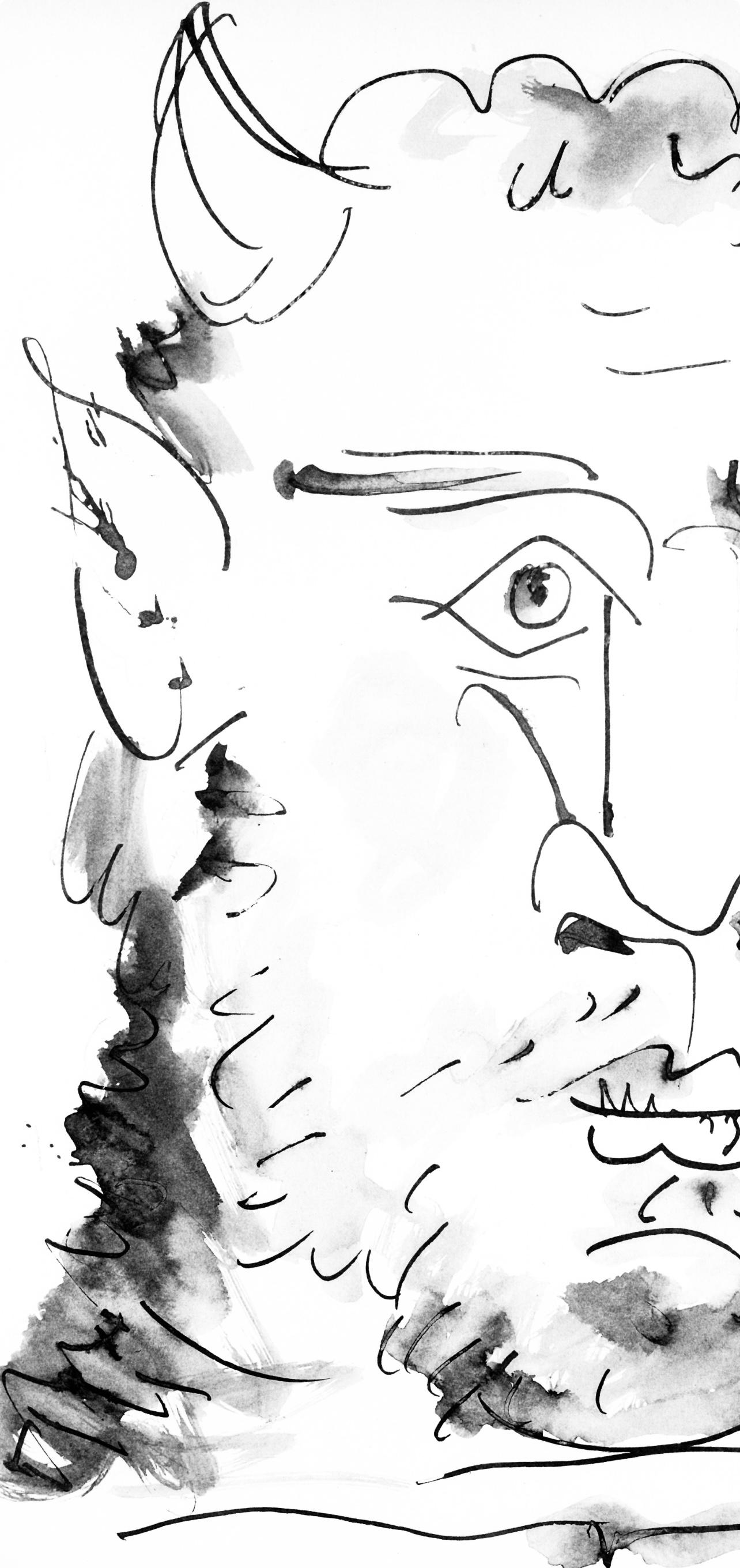 Picasso, Visage de faune (Cramer 84 ; Johnson/Stein 77) (d'après) - Cubisme Print par Pablo Picasso