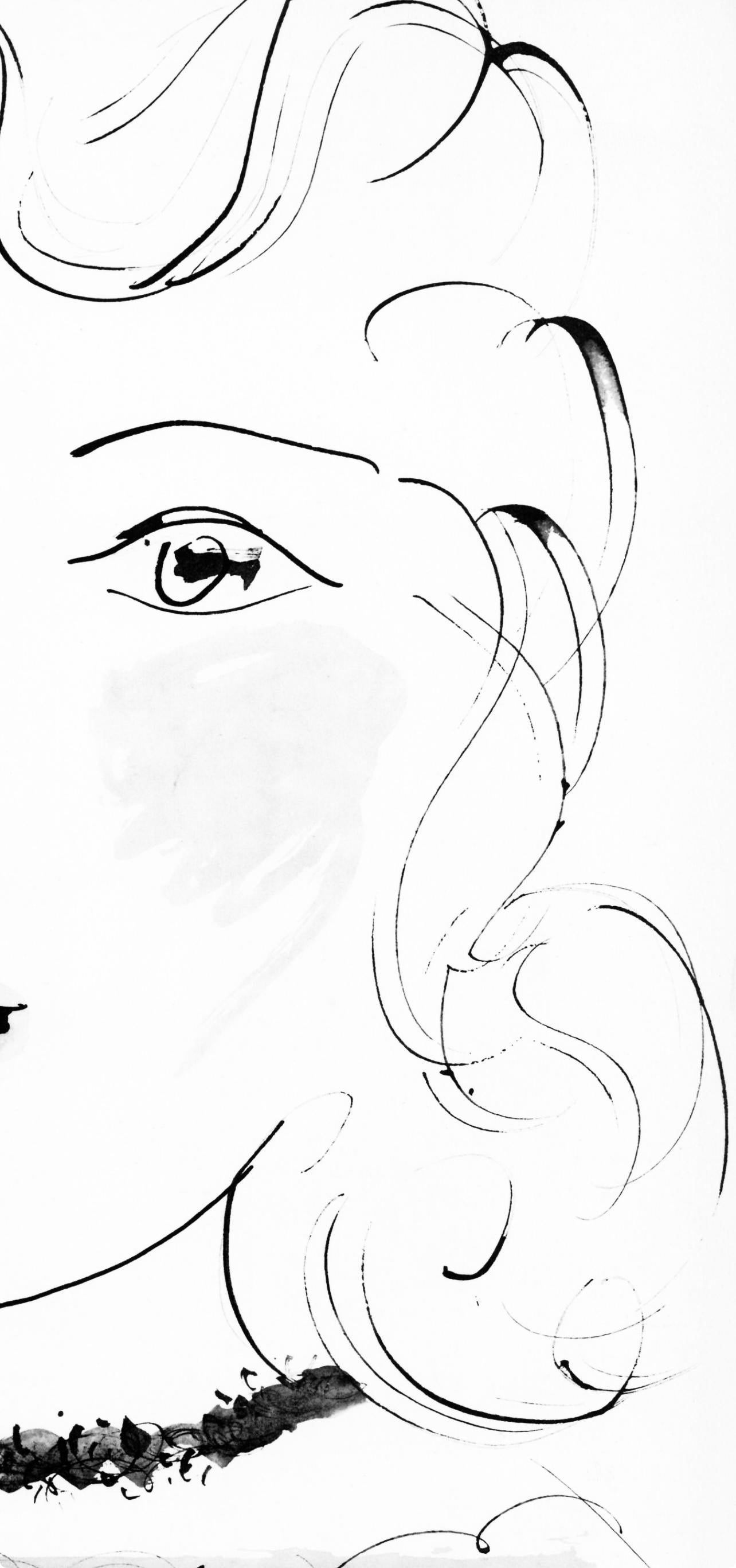 Picasso, Visage de jeune fille, de face, trait et lavis (C 84; J./S. 77) (dopo) - Print Cubismo di Pablo Picasso