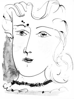 Picasso, Visage de jeune fille, de face, trait et lavis (C 84; J./S. 77) (dopo)