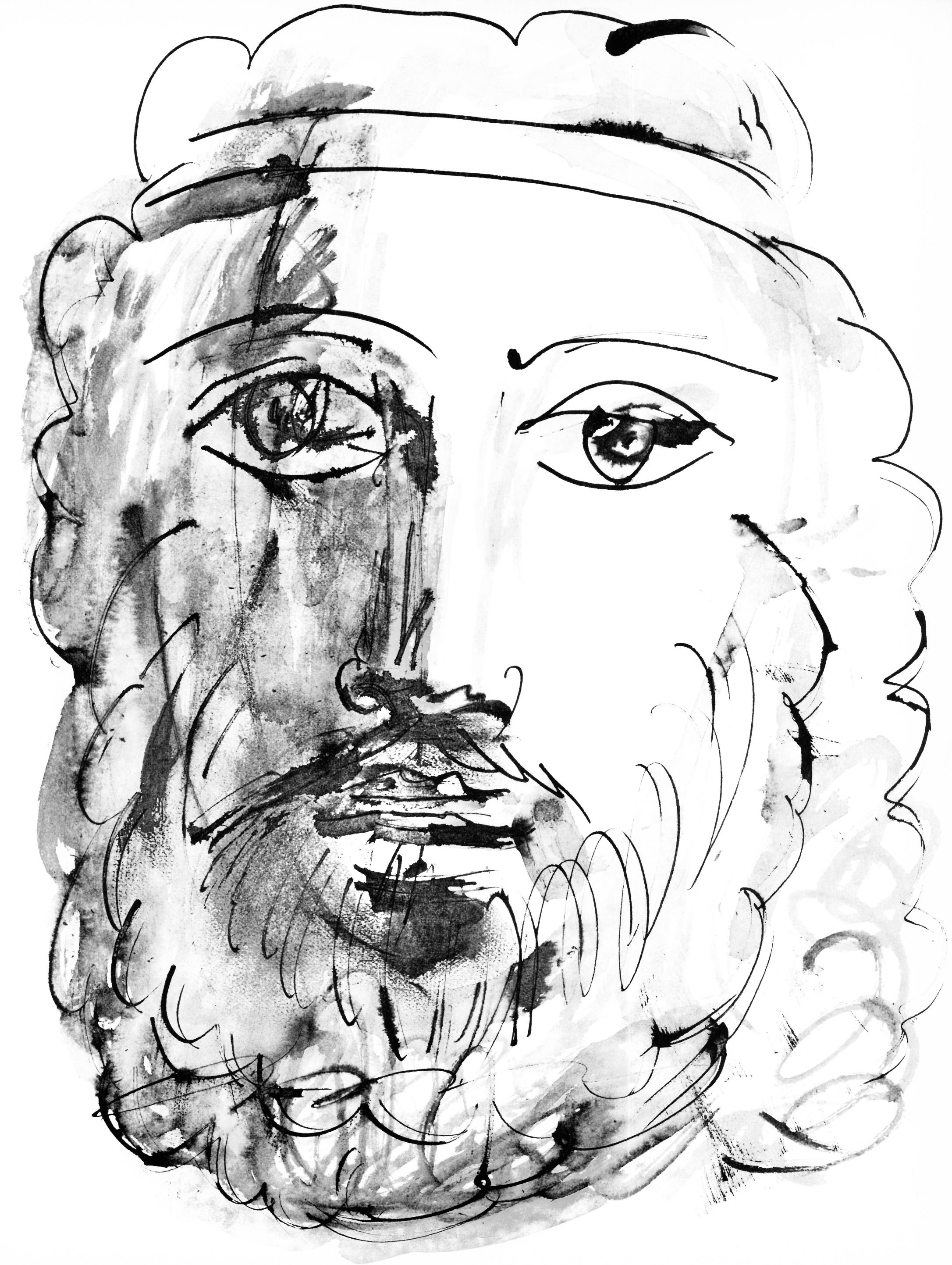 Abstract Print di Pablo Picasso - Picasso, Visage d'homme au bandeau (Cramer 84; Johnson/Stein 77) (dopo)