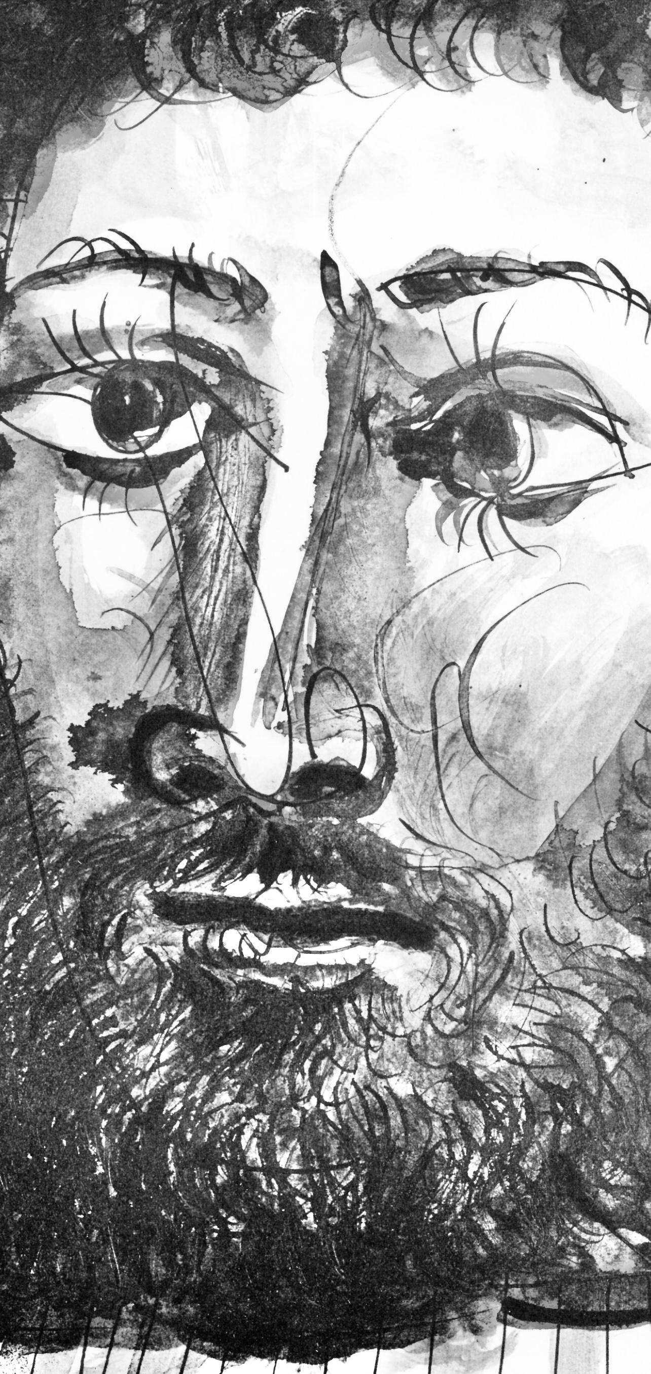 Picasso, Visage d'homme barbu à épaisse (Cramer 84 ; Johnson/Stein 77) (d'après) - Print de Pablo Picasso