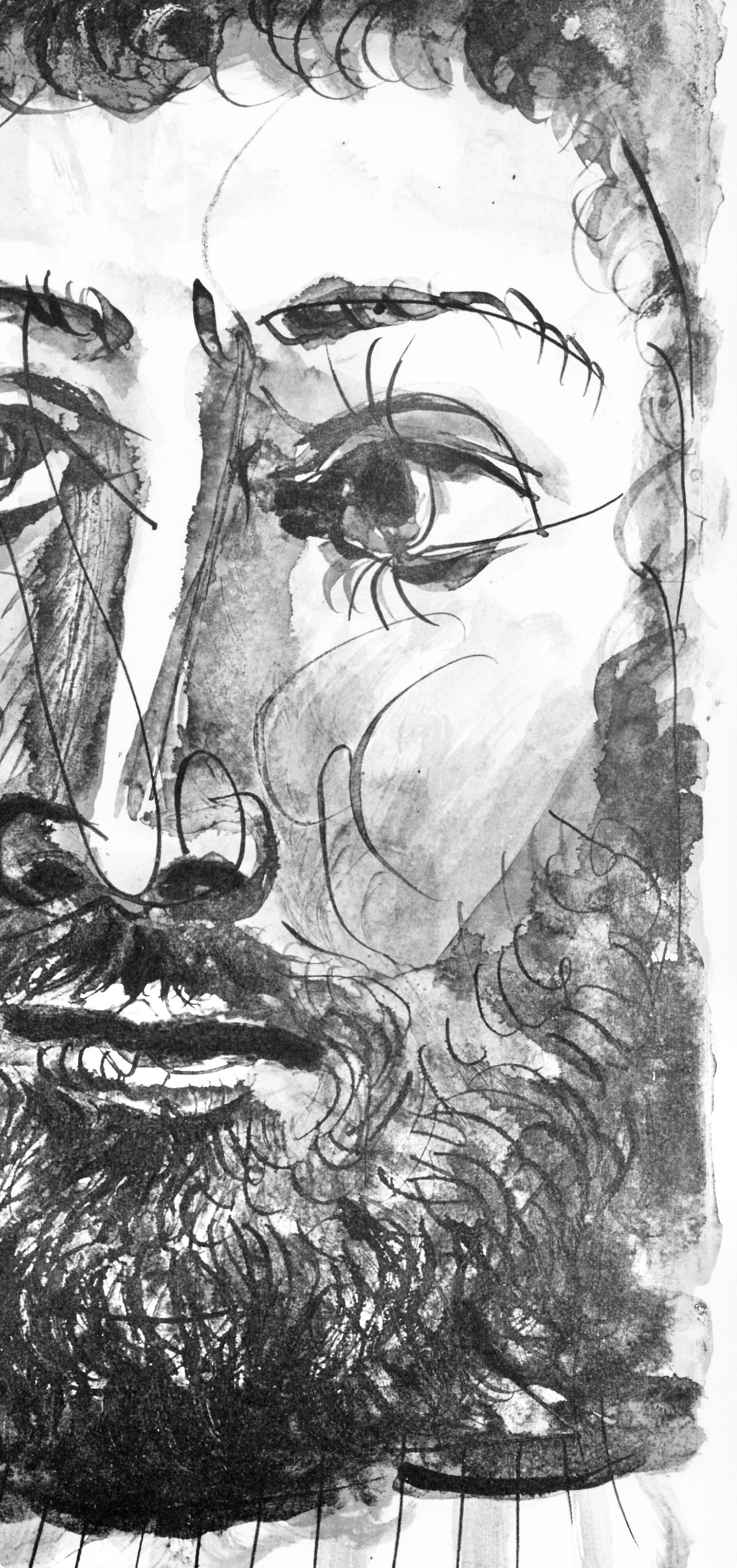 Picasso, Visage d'homme barbu à épaisse (Cramer 84 ; Johnson/Stein 77) (d'après) - Cubisme Print par Pablo Picasso