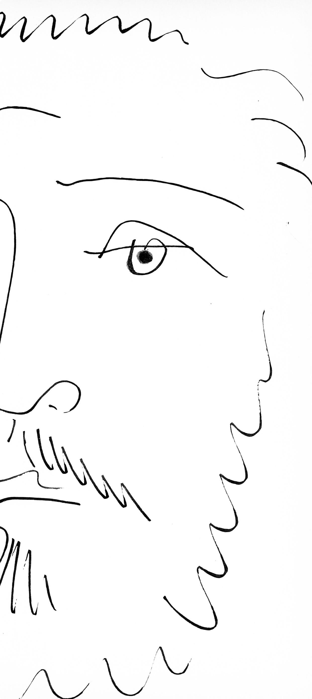 Picasso, Visage d'homme barbu, de face (Cramer 84 ; Johnson/Stein 77) (d'après) - Gris Abstract Print par Pablo Picasso