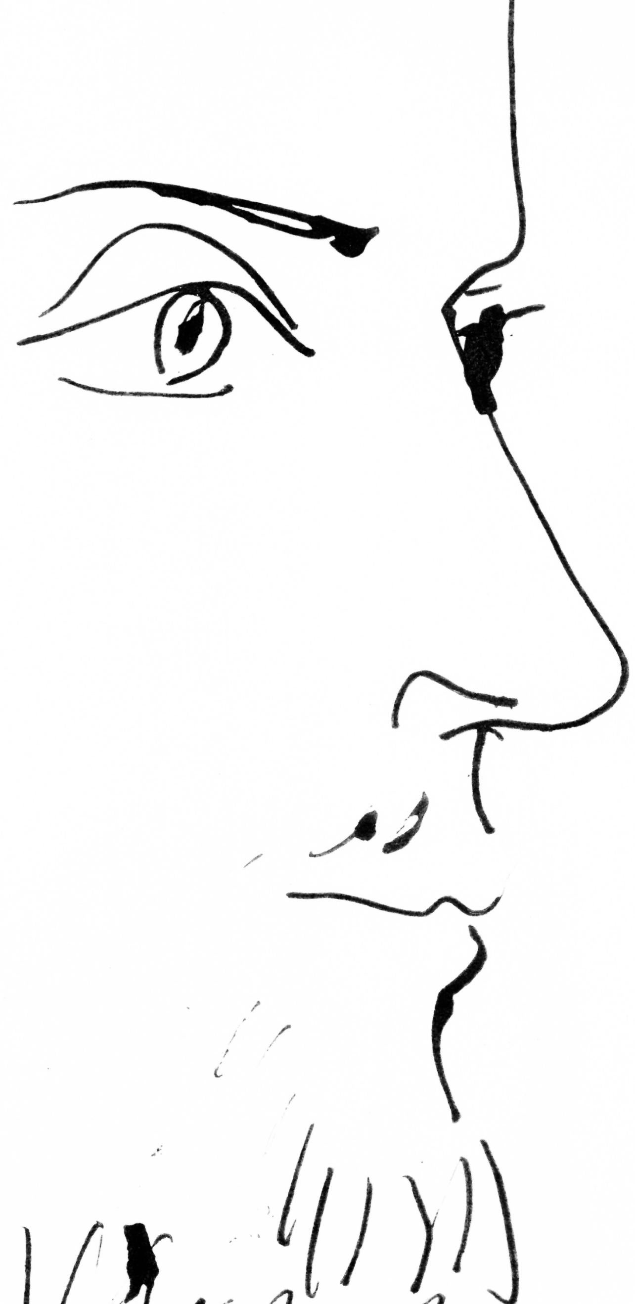 Picasso, Visage d'homme, profil droit (Cramer 84 ; Johnson/Stein 77) (d'après) - Gris Abstract Print par Pablo Picasso