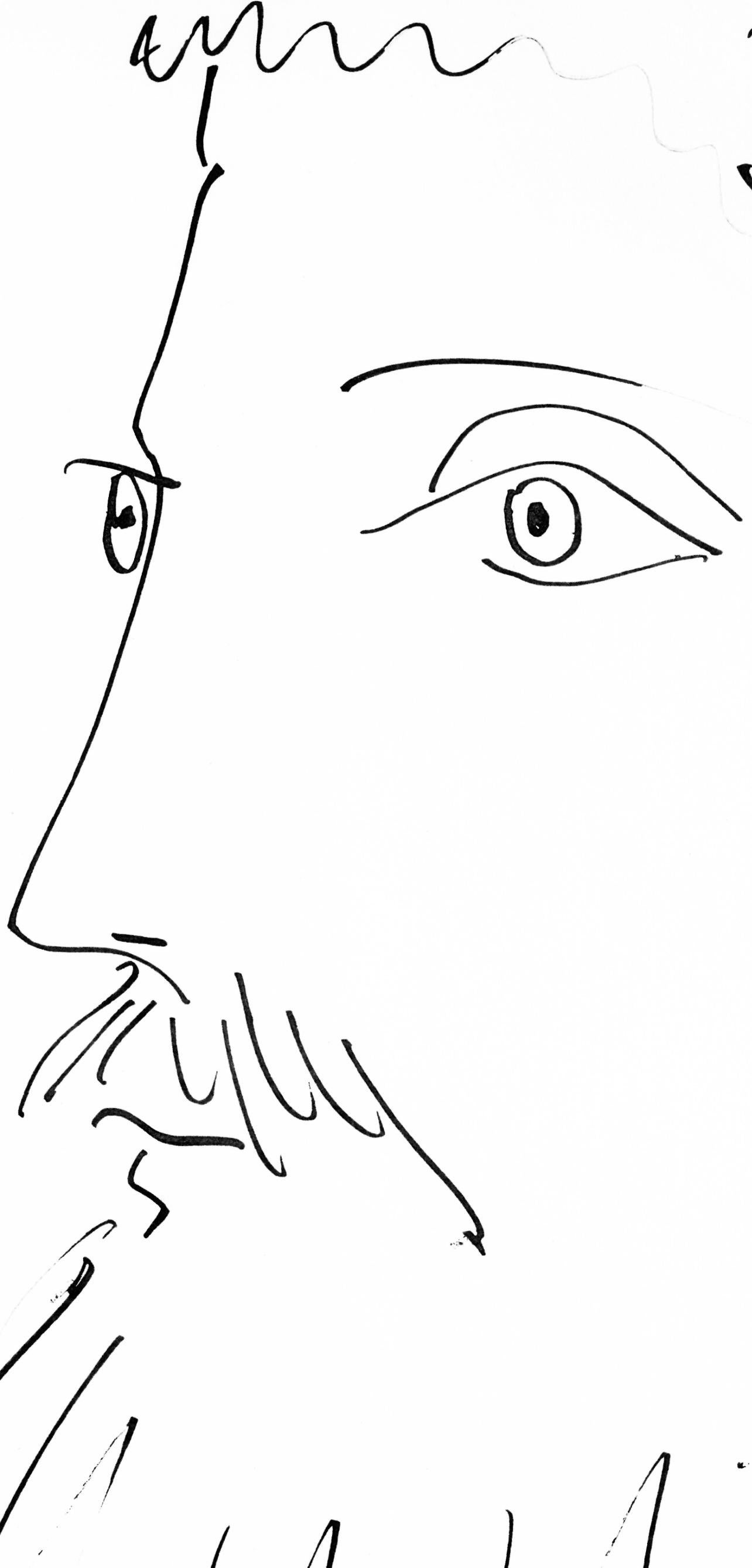 Picasso, Visage d'homme, profil gauche (Cramer 84 ; Johnson/Stein 77) (d'après) - Gris Figurative Print par Pablo Picasso