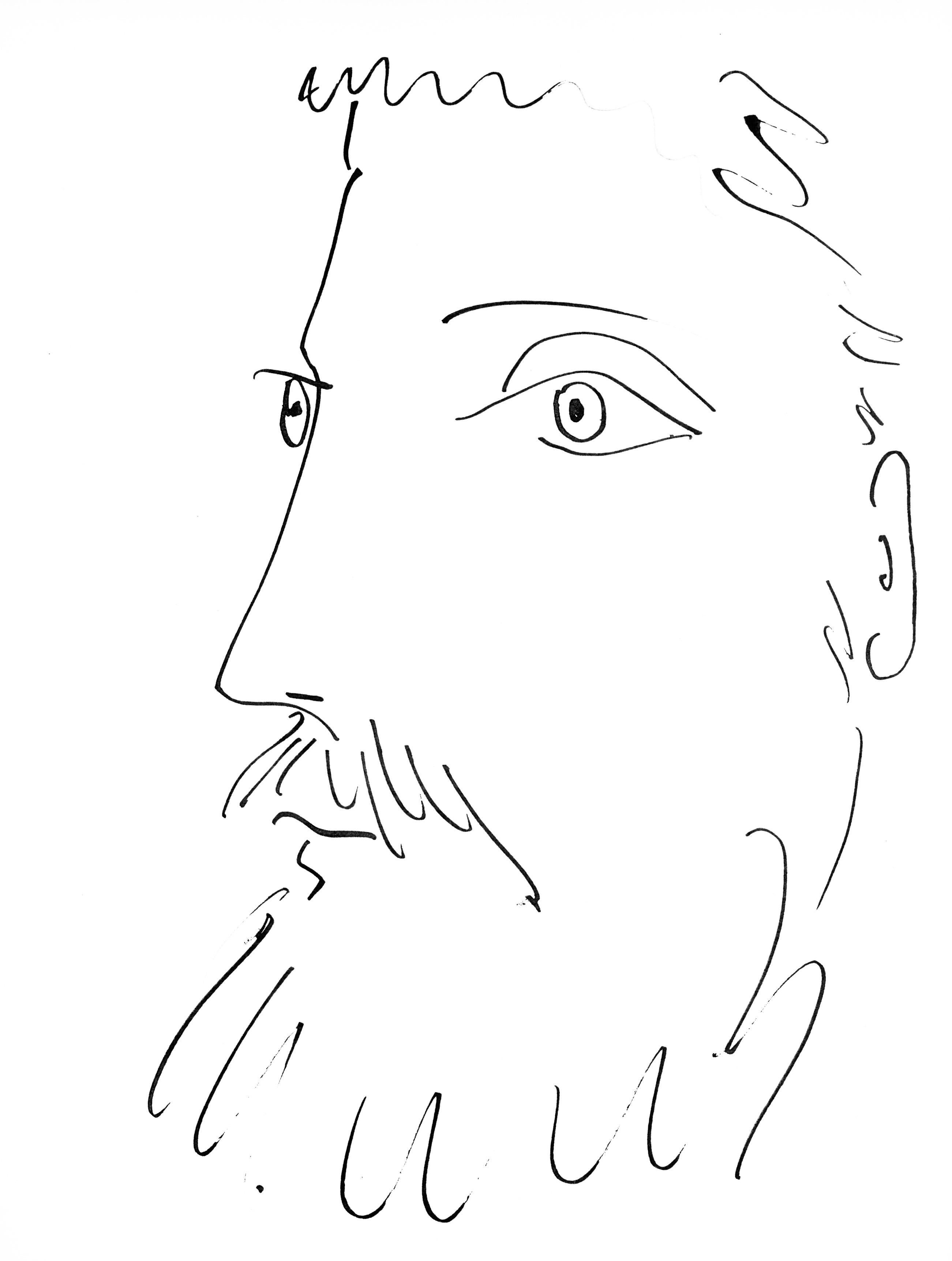 Figurative Print Pablo Picasso - Picasso, Visage d'homme, profil gauche (Cramer 84 ; Johnson/Stein 77) (d'après)
