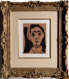 Jacqueline au Bandeau, Signed Linocut 1962 by Pablo Picasso