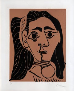 Jacqueline au Bandeau, Signed Linocut 1962 by Pablo Picasso