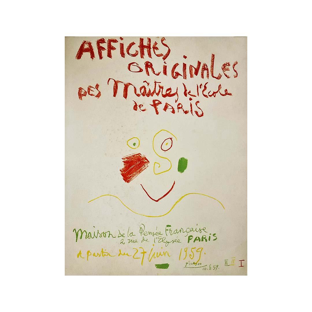 The exhibition poster for the original posters by the masters of the École de Paris at the Maison de la Pensée Française in 1959, created by legendary artist Pablo Picasso, is an iconic work of art that testifies to Picasso's enduring talent and