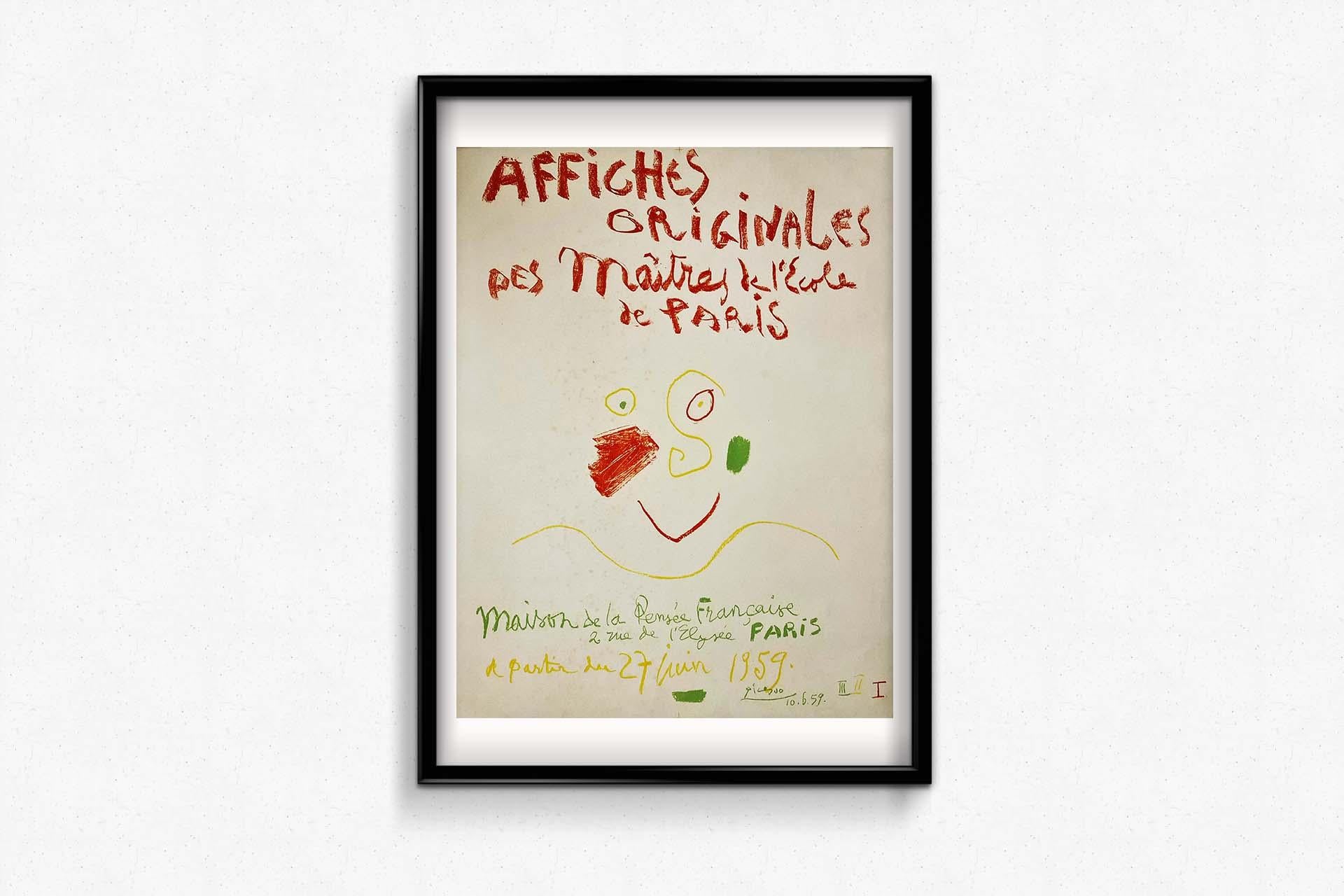 Picasso's 1959 Original exhibition poster Maison de la pensée Francaise - Paris For Sale 2