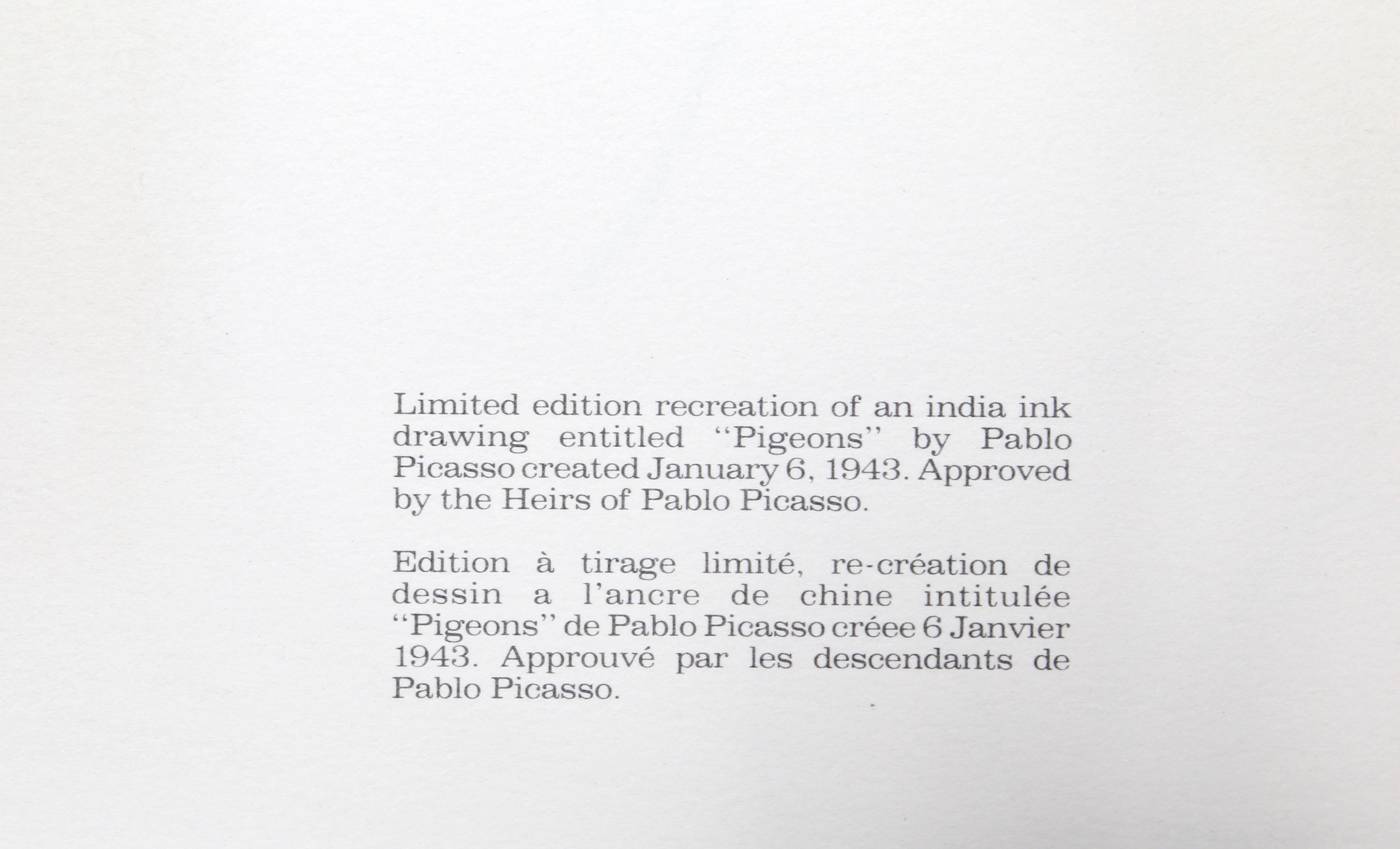 Pigeons, lithographie cubiste de Pablo Picasso en vente 3