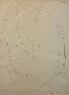 "Portrait de Balzac" 1952 by Pablo Picasso Large Signed Lithograph Edition of 25