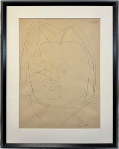 "Portrait de Balzac" 1952 by Pablo Picasso Large Signed Lithograph Edition of 25