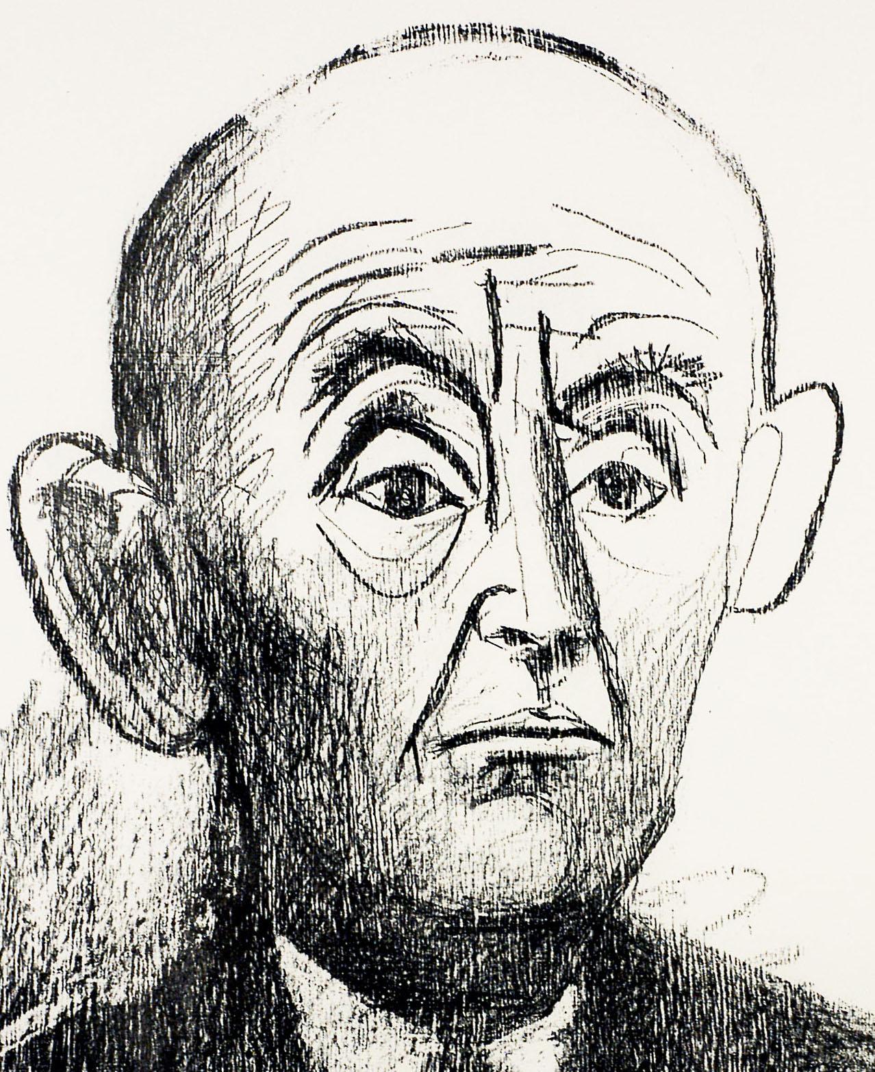 Porträt de D. H. Kahnweiler I (Grau), Portrait Print, von Pablo Picasso
