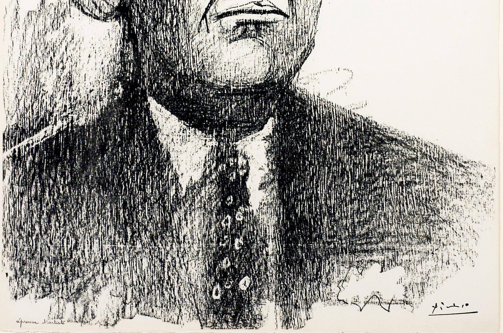 Portrait de D. H. Kahnweiler I - Gray Portrait Print by Pablo Picasso