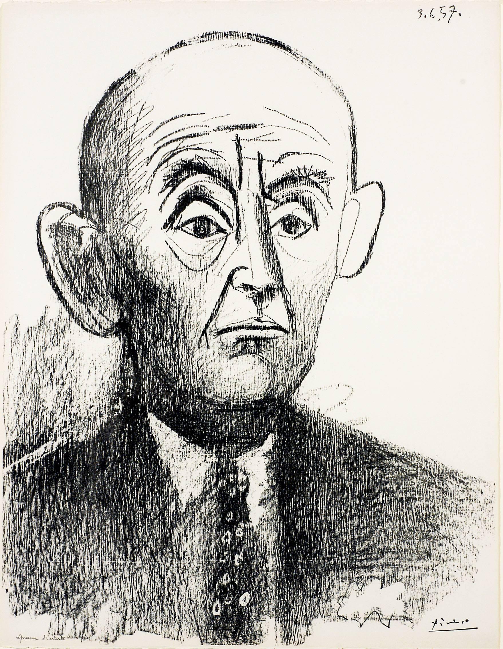 Pablo Picasso Portrait Print - Portrait de D. H. Kahnweiler I