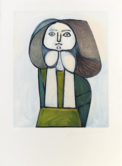 Portrait de Femme a la Robe Verte, Cubist Lithograph after Pablo Picasso