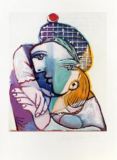 Portrait de Femme au Beret Ecossais, Cubist Lithograph after Pablo Picasso