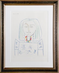 Portrait de Femme au Collier, Cubist Lithograph by Pablo Picasso