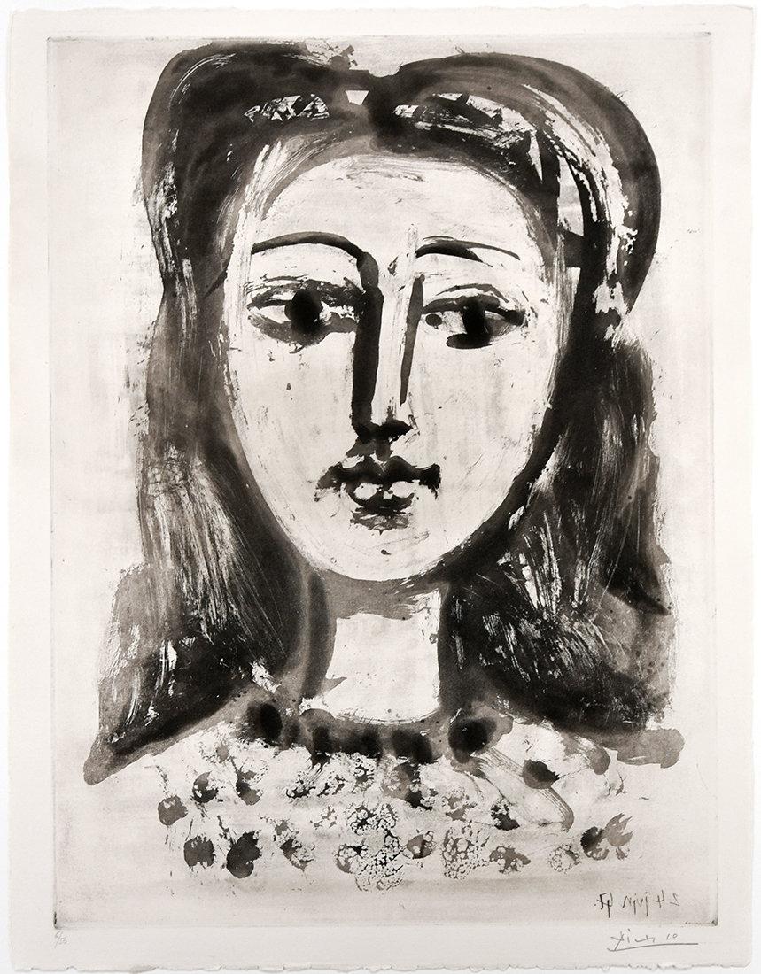 Pablo Picasso Figurative Print -  Portrait de Françoise aux Cheveux flous, 1947