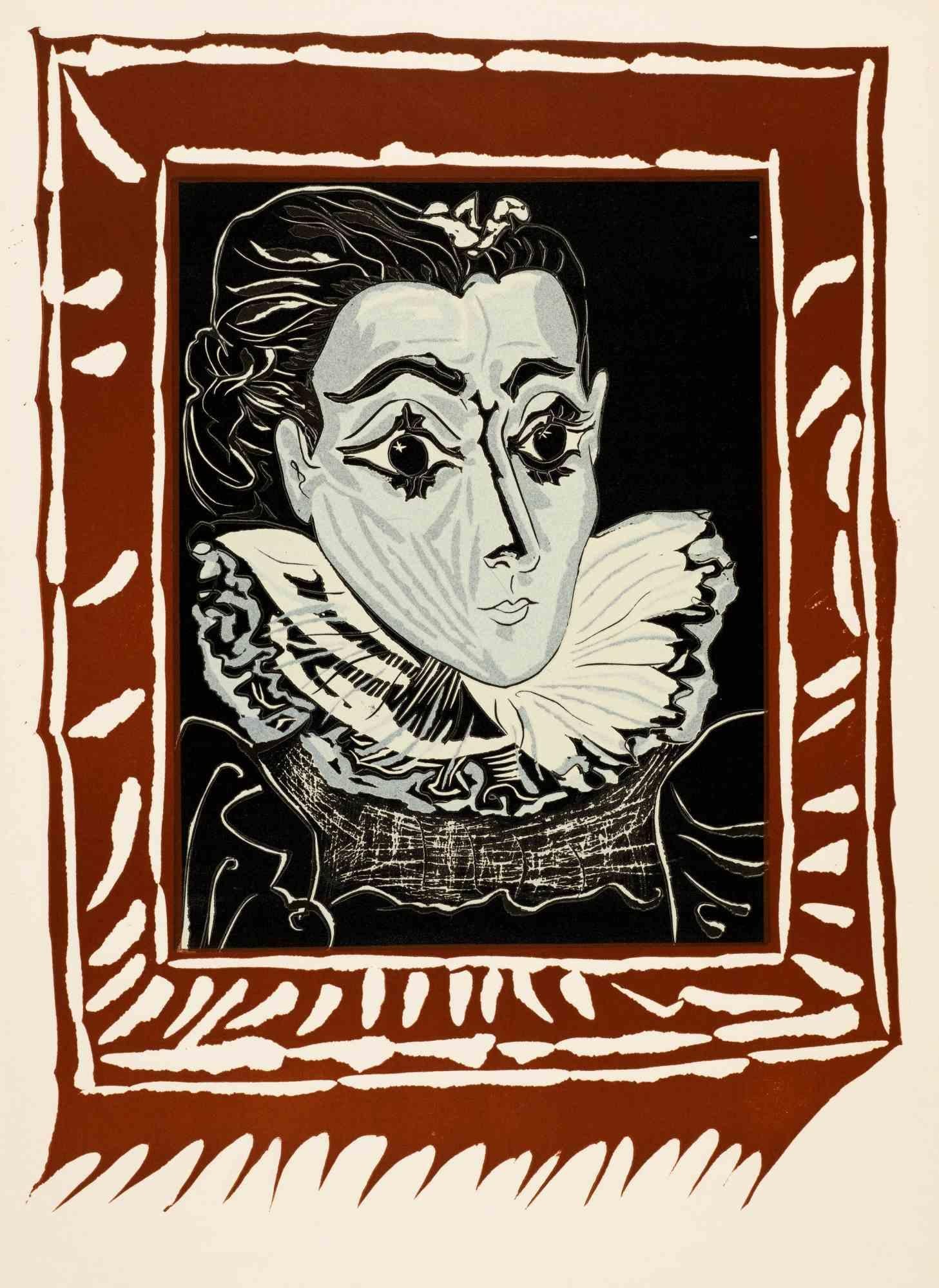 Linogravure couleur sur papier vélin fort.

Dimension de l'image 53.2x39.3 ; Taille de la feuille 62.5x44.5.

Une des épreuves de passe restées chez l'imprimeur Arnéra à Vallauris, au verso avec le cachet "Archives Arnéra / épreuve d'essai / non