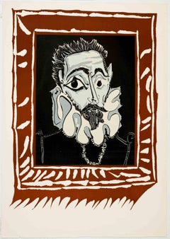 L'homme à la fraise - Linocut by Pablo Picasso - 1962