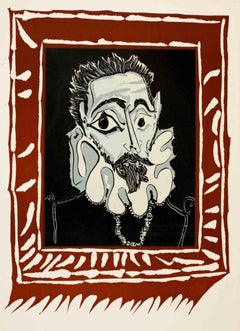 Portrait d'Home à la Fraise - Linocut by Pablo Picasso - 1962
