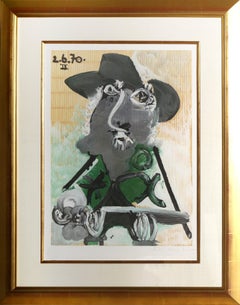 Vintage Portrait d'Homme au Chapeau, Cubist Lithograph by Pablo Picasso