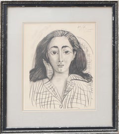""Porträt von Jacqueline" Modernes abstraktes Schwarz-Weiß-Figuratives Zeichnungsdruck