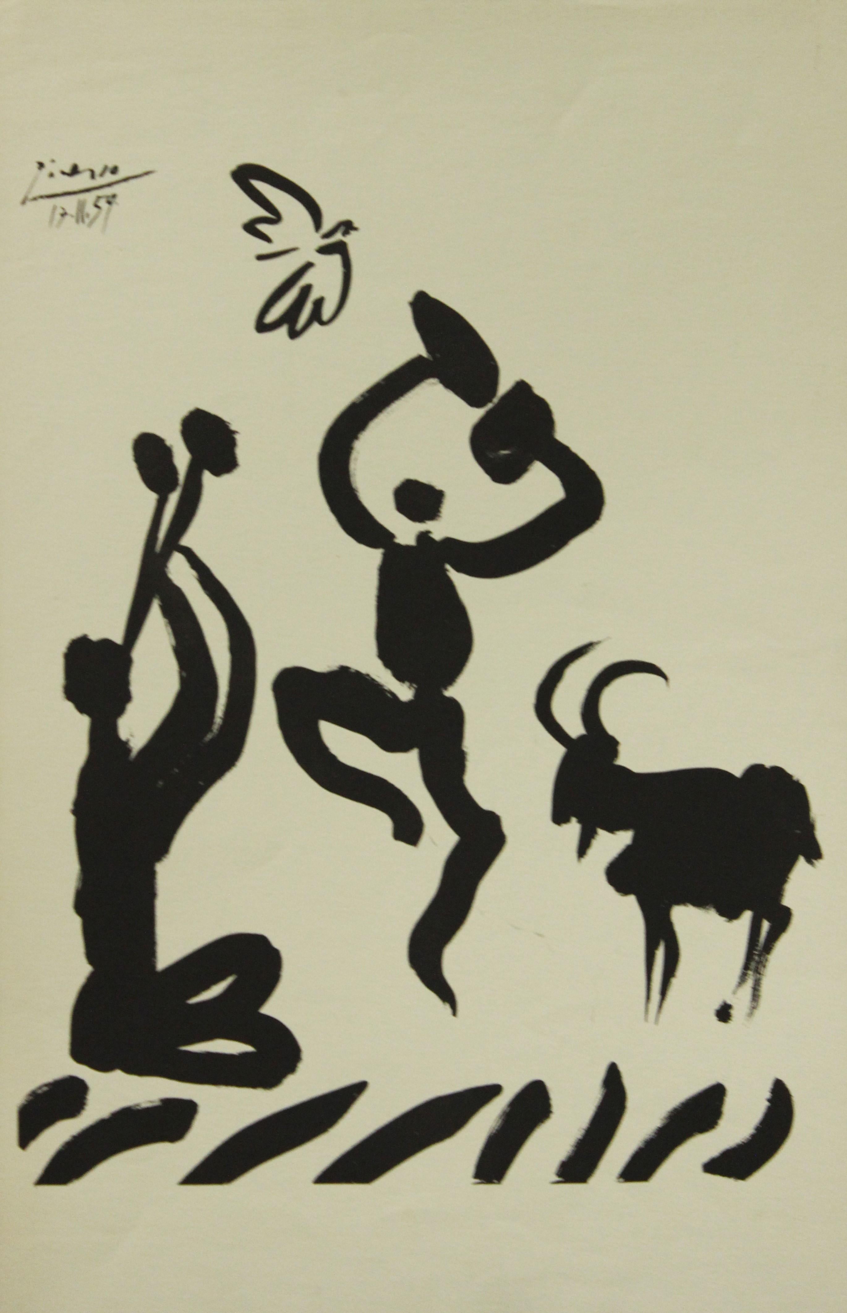 Pablo Picasso Portrait Print - Poster-Goat Dance (Reproduction)